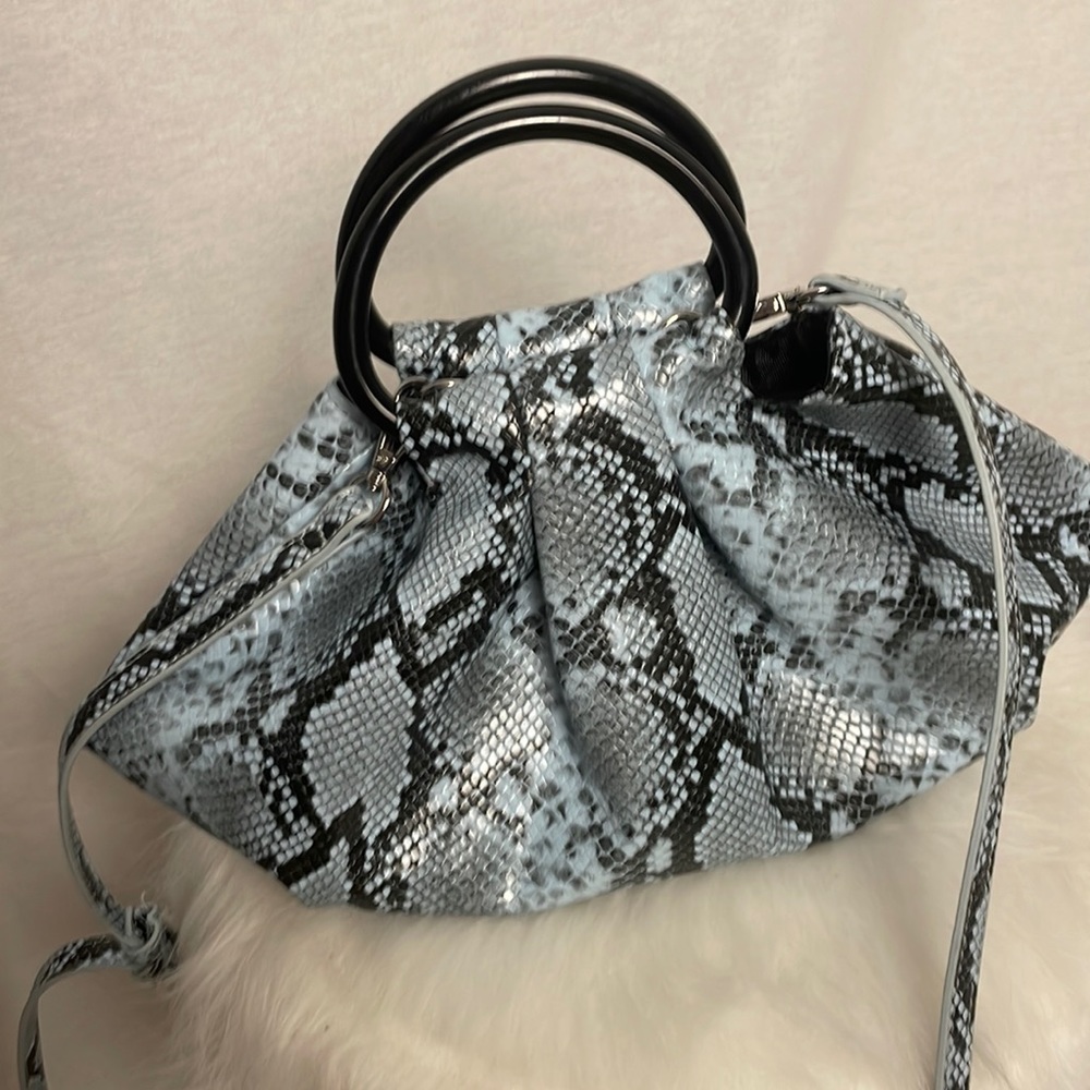 Aqua Blue&black print Crossbody Pouch